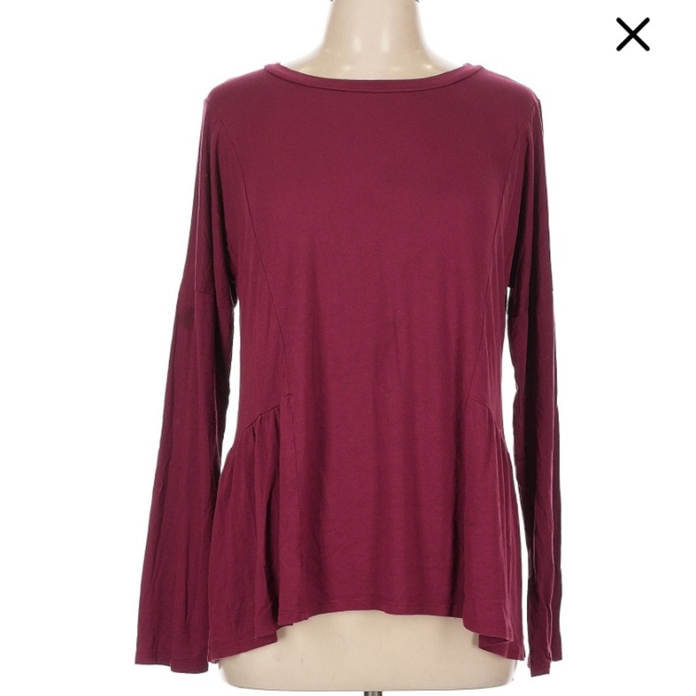 Women's Burgundy Long Sleeve Top